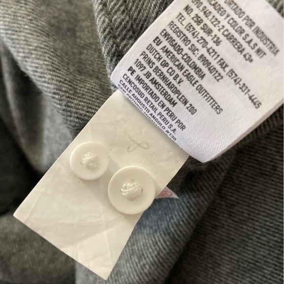 Nwt American Eagle Small button down shirt long sleeve 100% cotton gray - Picture 11 of 11
